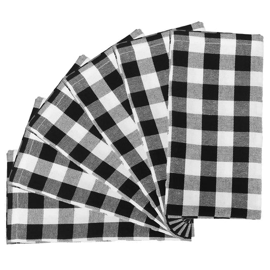 Buffalo Check Napkins,Farmhouse Dinner Napkins,Black and White Cloth Napkin