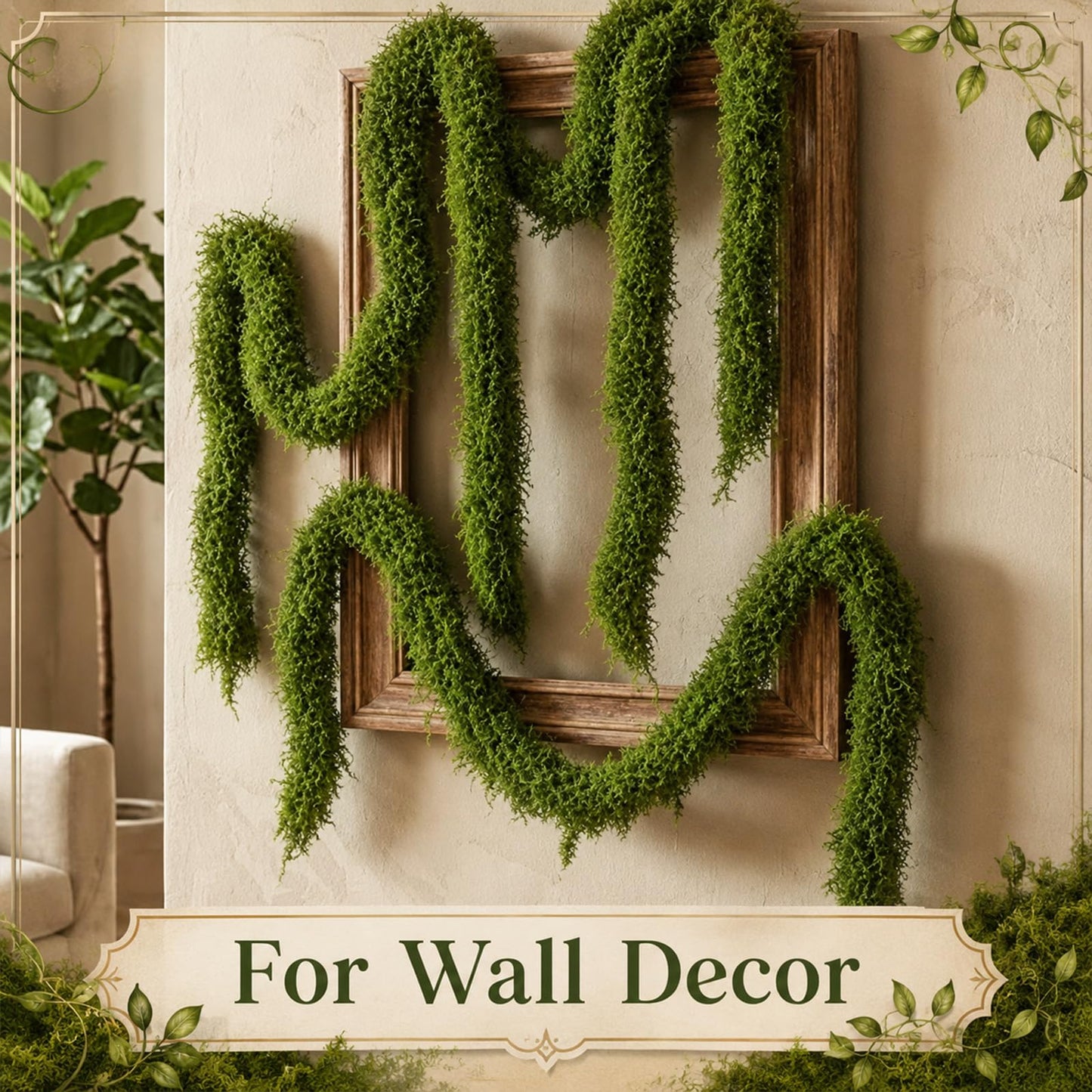 Rivvlive 2 Pcs 94inch Total Artificial Moss Vines Bendable Fake Tree Branches Enchanted Forest Decorations DIY Jungle Fake Climbing Vines Hanging Moss Decor for Home Wedding Garden Landscape