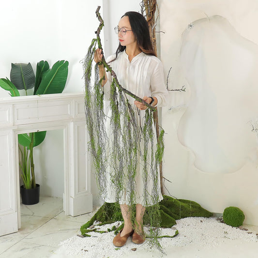63Inch Realistic Bendable Curly Weeping Willow Branches Tree Vine Swags Wood Twigs Crafts Moss Greenery Garland Creepy Jungle Vines for Halloween Wall Hanging Outdoor Mantel Ceiling Swing Decoration