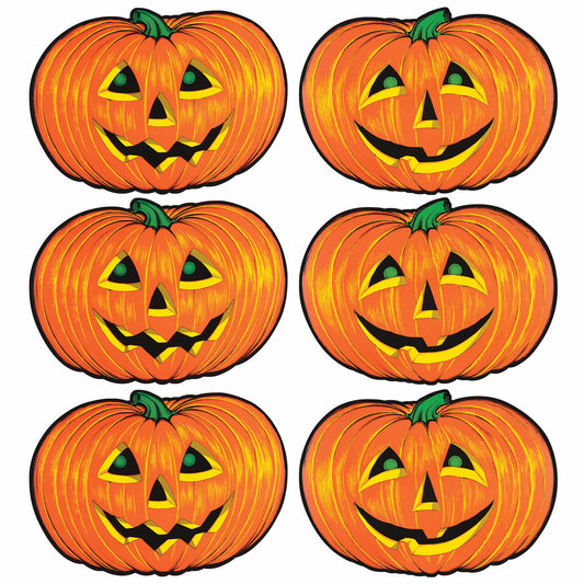 Beistle 6 Piece Paper Jack-O-Lantern Cut Outs, Halloween Party Decorations, Fall Décor, Made In USA Since 1900