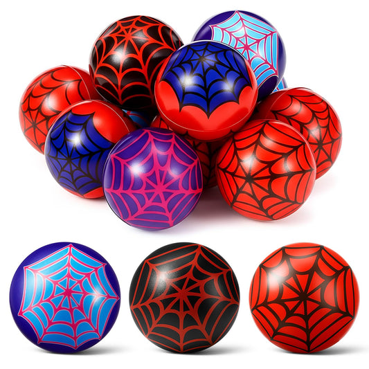 Civaner 24 Pcs Spider Party Favor, Spider Web Stress Ball Sensory Fidget Toys for Kids Birthday Decoration Game Supplies Goodie Bags Stuffers Back to School Classroom Gifts (3 Style,1.57'')