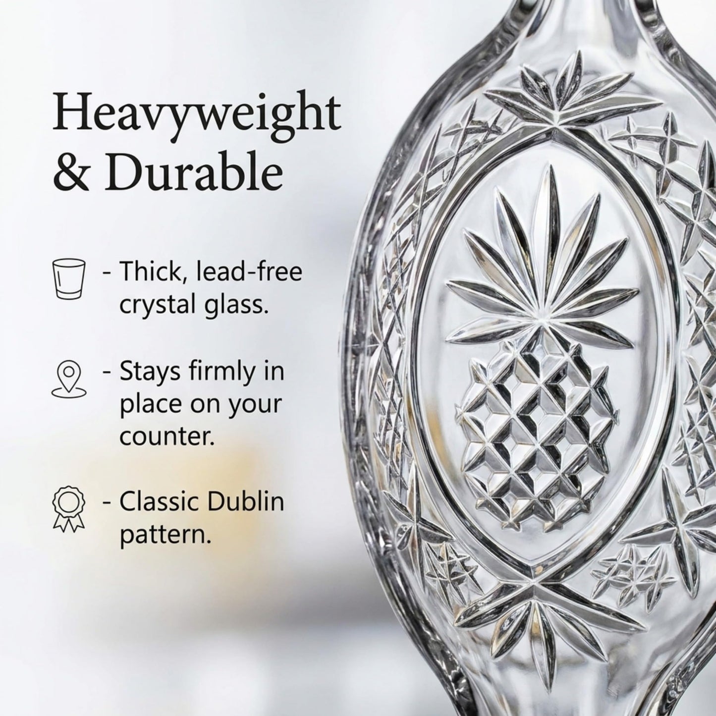 Godinger Spoon Rest for Kitchen, Crystal Glass Spoon Holder Rest - Dublin Collection - Set of 2