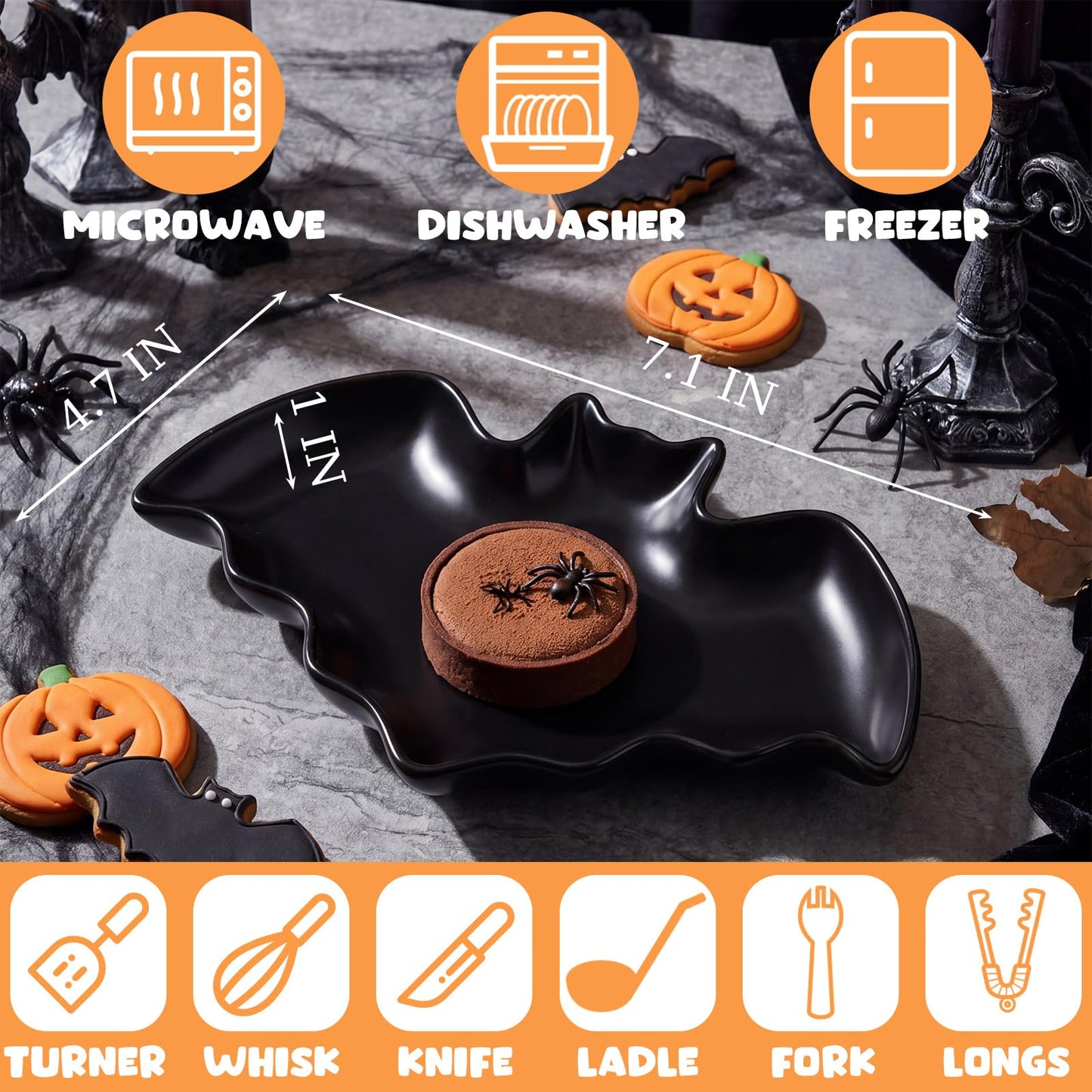 Domensi Bat Spoon Holder for Stove Top Ceramic Goth Spoon Rest for Kitchen Counter Gothic Kitchen Accessories Cooking Tablespoon Holder for Counter Utensil Spatula Ladle Tong