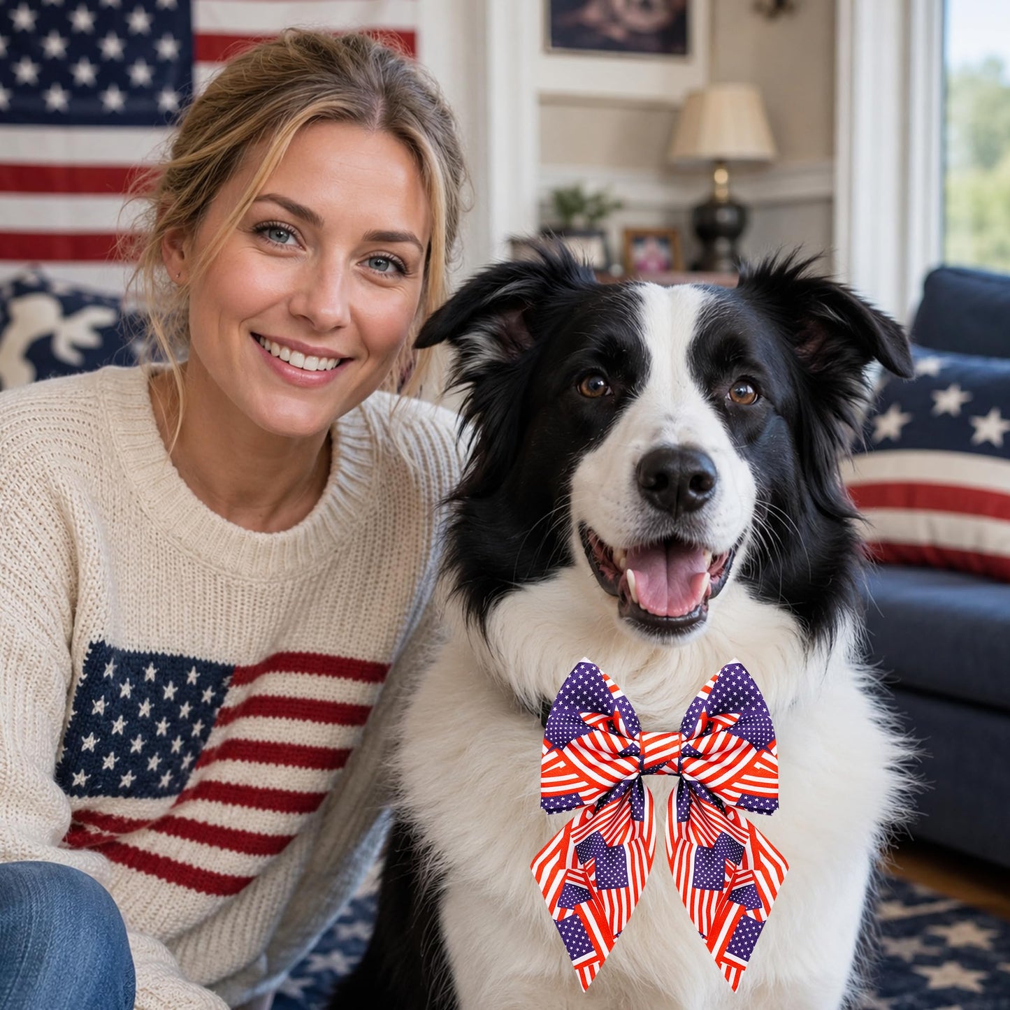 PET SHOW 10 Pack Holiday Sailor Dog Bowties for Large Dogs