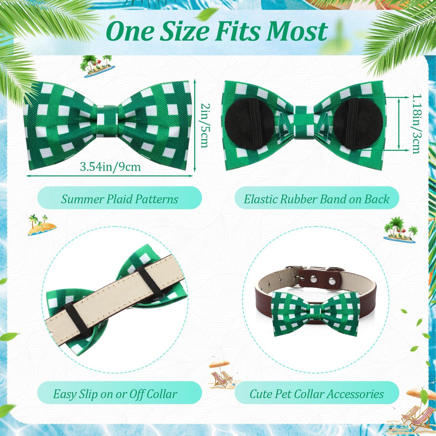Silkfly 60 Pcs Summer Plaid Dog Collar Bow Ties Bulk Dog Bowtie Holiday Pet Accessories Puppy Bows Detachable Collar Charms for Small Medium Large Pets Cat Grooming Supplies Costume
