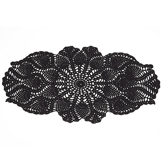 Qxzvzem One Piece 23 x 12 Inch Oval Doilies Crochet for Dressers and End Tables Crafts Disposable Small Halloween Valentines Doilies Cloth Lace Placemats Coasters Black Cotton Vintage Tablecloth