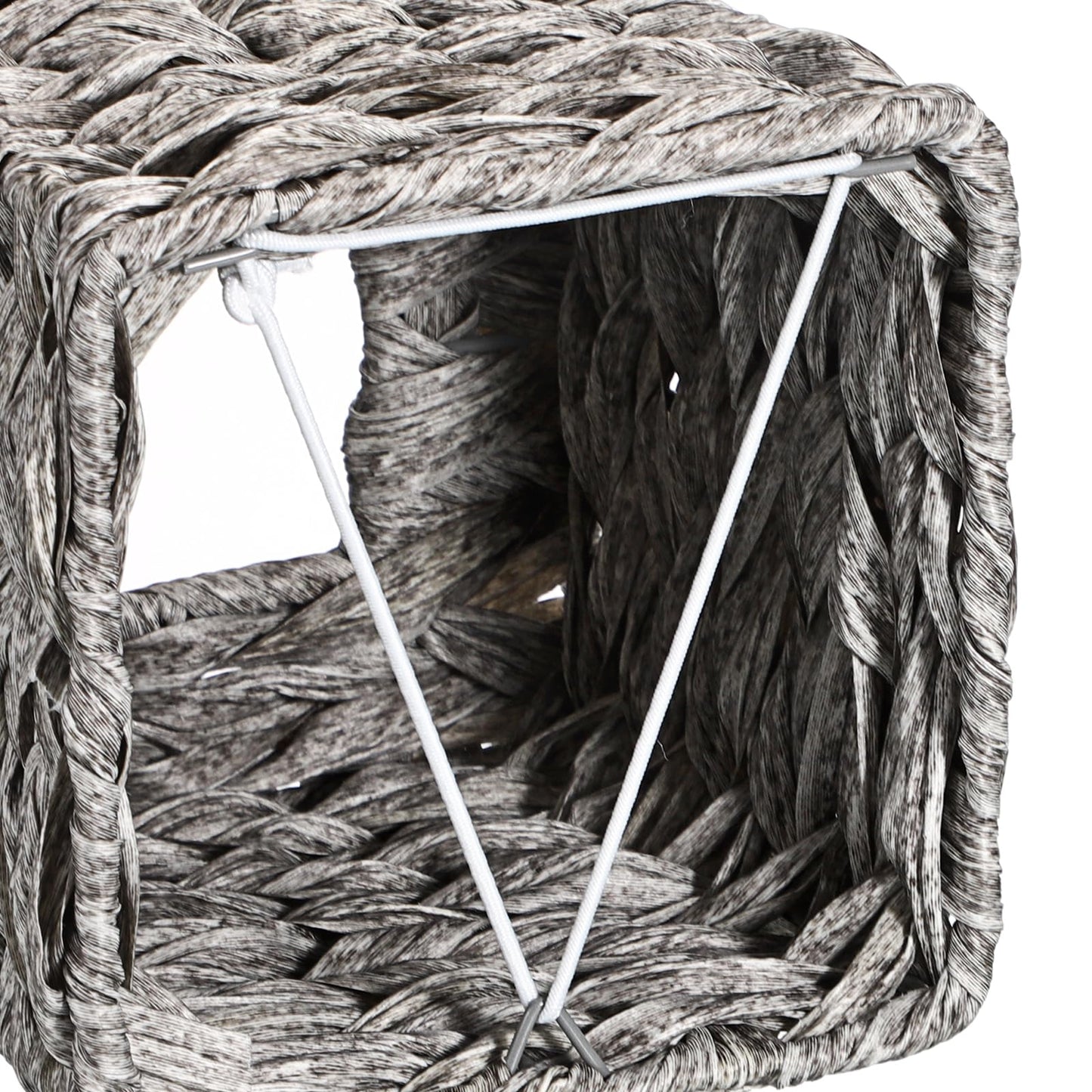Sumnacon Wicker Tissue Box Cover, Square Tissue Box Holder, Hand Woven Facial Tissues Dispenser, Decorative Boho Tissue Box Organizer for Bathroom Bedroom Kitchen Office Table Desk Counter, Grey