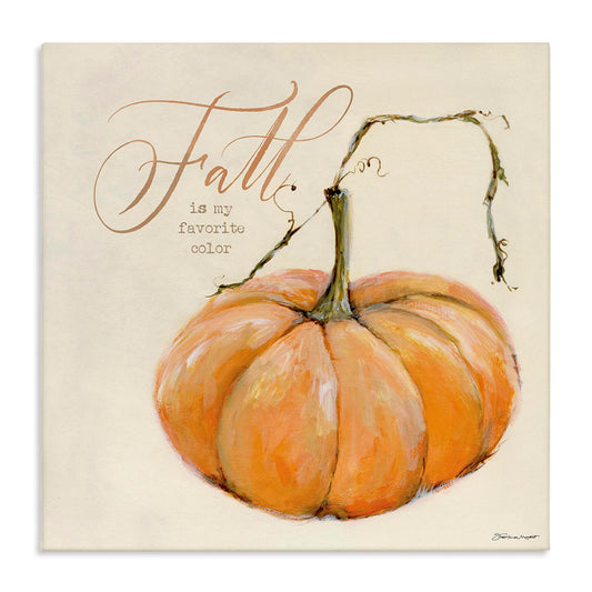 Stupell Industries Fall is My Favorite Color Orange Pumpkin Seasonal Word Design, Designed by Stephanie Workman Marrott Wall Art, 24 x 1.5 x 24, Canvas