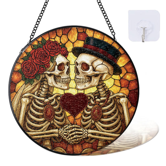 CozyNestCY Lovers Gifts Stained Home Decor Window Hanging Valentine's Day Door Decor Vintage Landscape Suncatcher Housewarming Decoration Birthday Gifts for Women Men