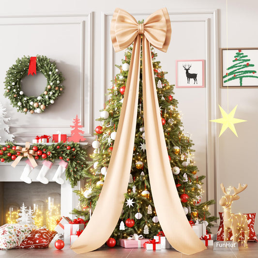 Giant Bow Decoration,78x18 Inch Gold Big Bows Giant Ribbon Tie for Backdrop Wedding Baby Shower Bridal Engagement Birthday Christmas Party Decor(Gold,Satin)