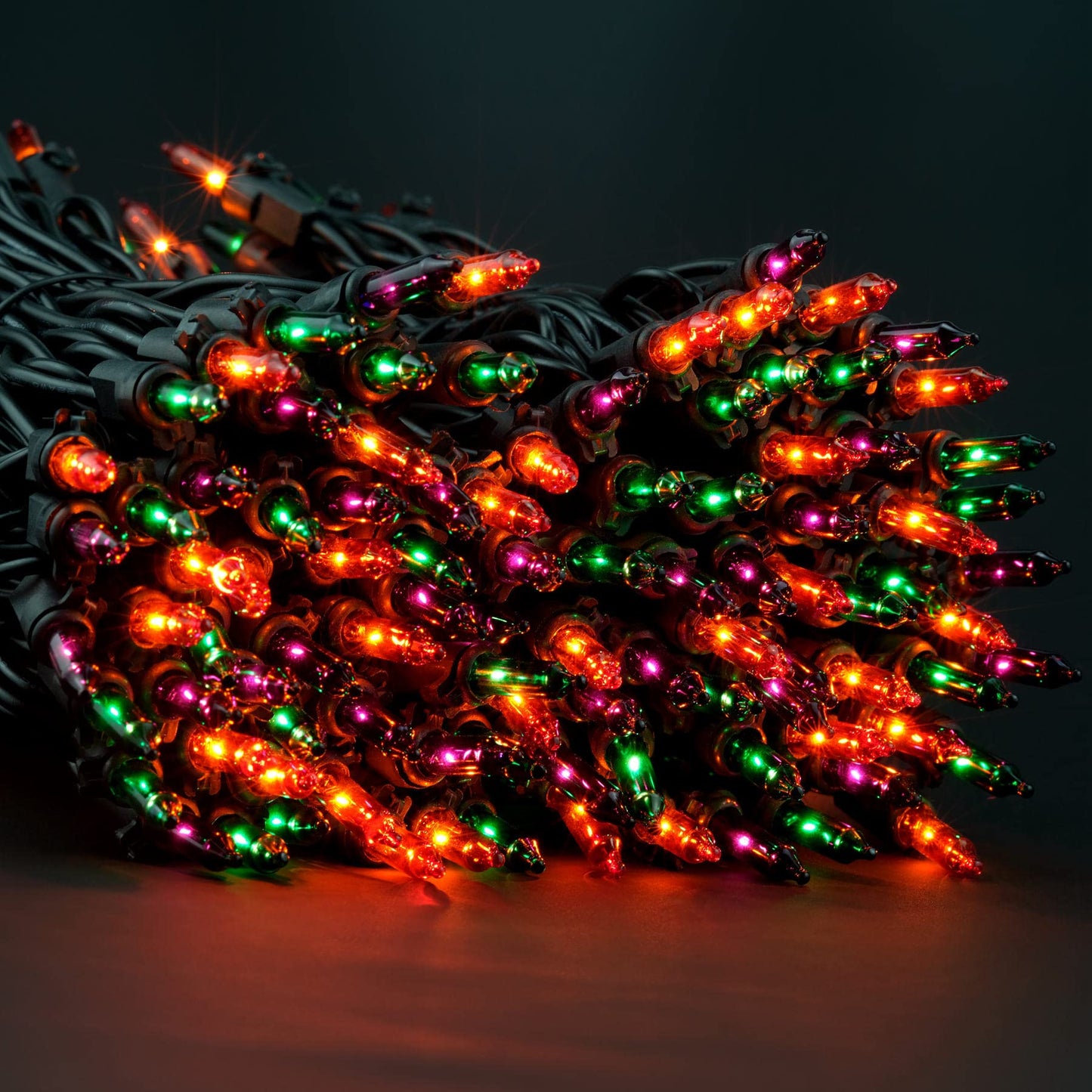 YULETIME 200 Orange Green & Purple Halloween Lights with Black Wire, Pack of 2 Sets 33 ft 100 Count UL Certified Christmas String Lights (Orange, Green & Purple)