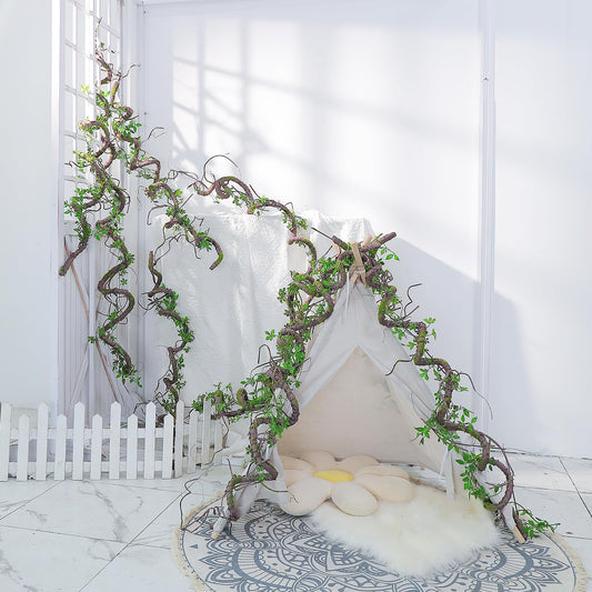 71 Inch Bendable Artificial Tree Vines Twine Branches Moss Greenery Plants Reptile Climbing Garland Twigs for Outdoor Camping Garden Wall Pipes Hanging Halloween Christmas Yules Decoration