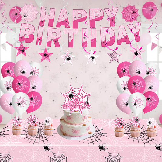 Pink Spider Party Decorations Kit for Girls