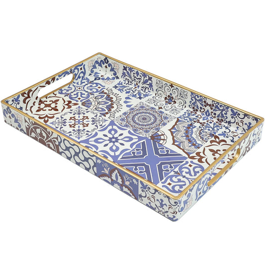 Spsyrine Bathroom Vanity Tray with Handles for Dresser Tops, Countertop, Perfume Decorative Tray, 11.8” * 7.87” *1.37” C1