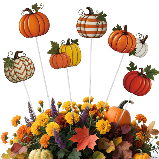 Shimeyao 6 Pcs Metal Fall Pumpkin Garden Stakes Harvest Metal Garden Signs 12 Inch Pumpkin Autumn Yard Stakes Outdoor Decor for Thanksgiving Home Lawn Porch Holiday Front Backyard