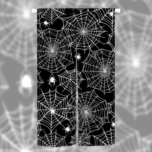 Leowefowa Janpanese Doorway Curtain Halloween Scary Spider Web Black Door Hanging Horror Night of Halloween Theme Window Treatment Partition Kithchen Bathroom Door Decor 33.5"x 59"