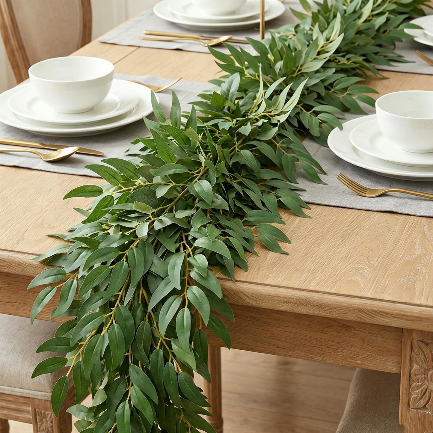 6.56Ft Artificial Vines Garland Silk Italian Ruscus Greenery for Table