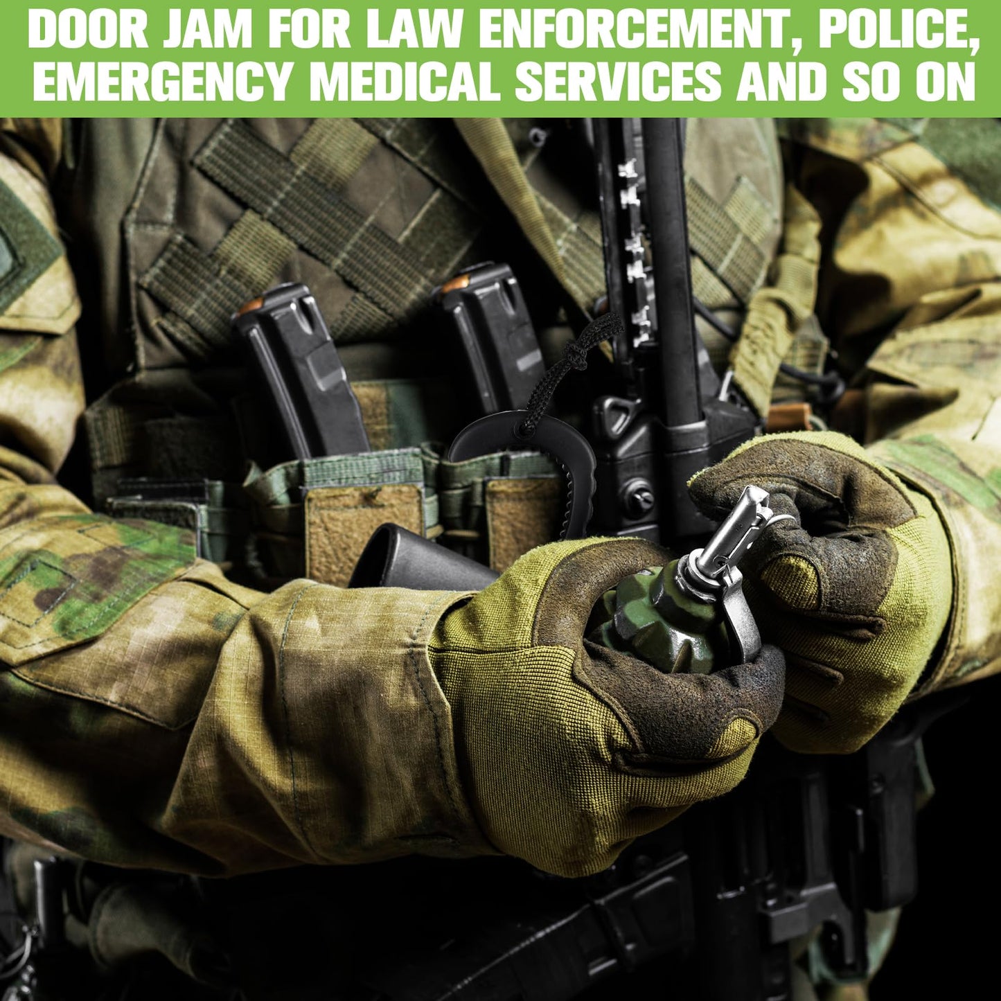 Briwooody 8 Pcs First Responder Door Stops Tactical Police Door Stopper Jam with Nylon Cord Attachments for Law Enforcement Emergency Medical Services Firefighter Accessories (Black)