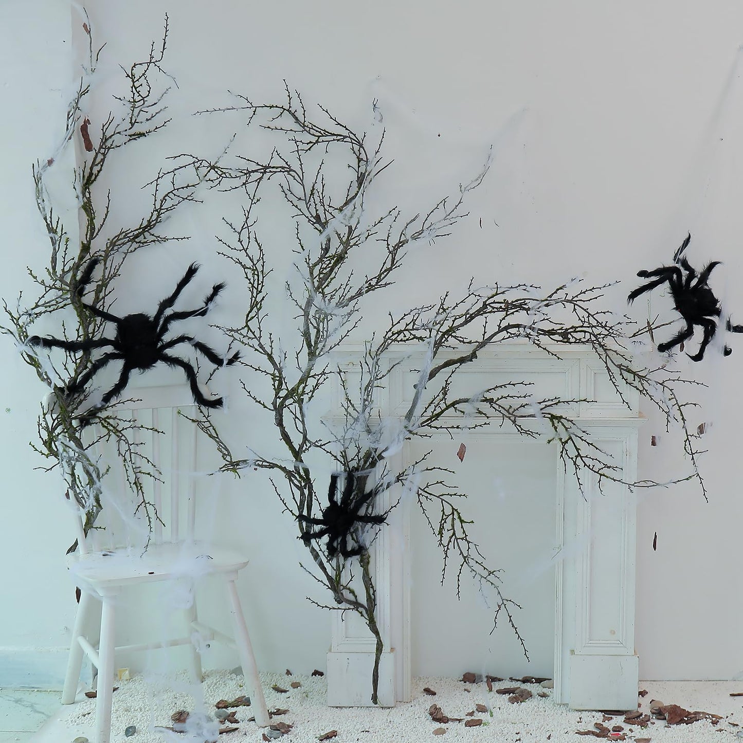 190cm/74.8inch Artificial Creepy Flexible Tree Branches Faux Grape Vines Garland Twigs with Moss Wood Craft for Halloween Door Wall Hanging Haunted Mansion Theme Outdoor Mantel Yules Decoration (2)