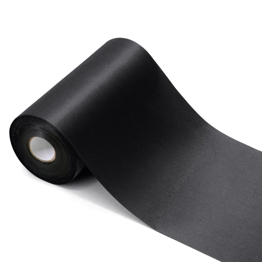 ADVcer 6 inch Black Satin Ribbon, 22 yard Long Solid Fabric Ribbon Roll for Halloween Wedding Birthday Party Decoration, Gift Wrapping, Handmade Bow Making, Chair Sash, Craft, Indoor Outdoor Embellish