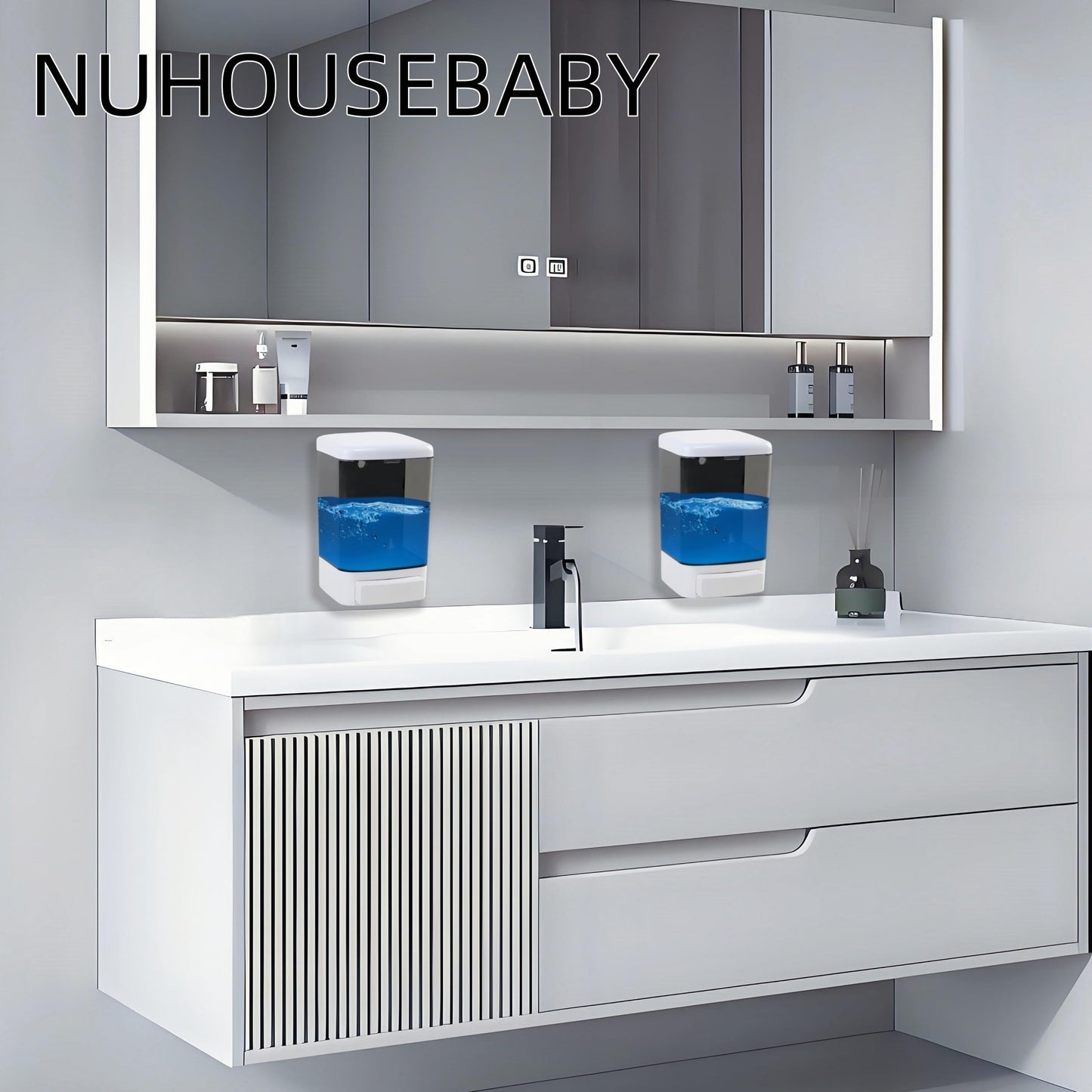 NUHOUSEBABY Manual Soap Dispenser Kitchen Bathroom Wall Mounted Hand Dispensers Commercial for Liquid Containers Shampoo Gel Chamber Plastic - (33.8 oz) 1000ml
