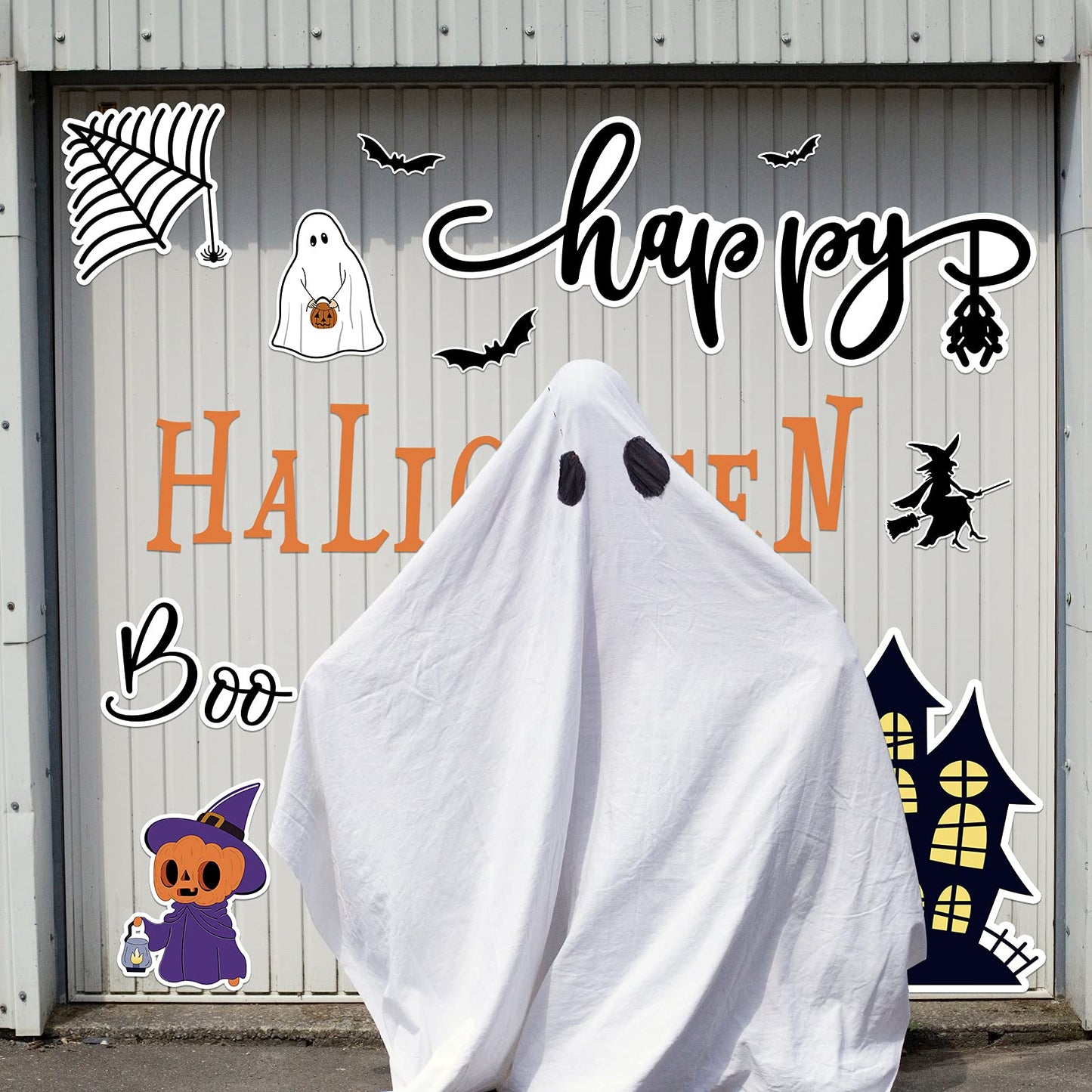 Outus 21 Pieces Halloween Garage Door Magnets Halloween Garage Decorations Ghost Pumpkin Outdoor Decor Witch Bat Party Magnetic Decals for Refrigerator Mailbox Home Car