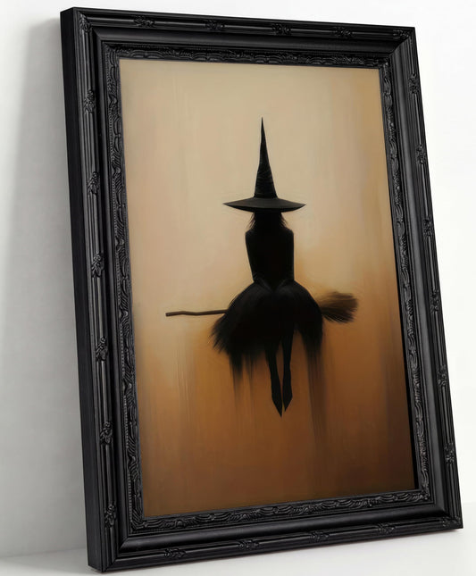 FKRYTYB Vintage Witch Silhouette Wall Art Gothic Canvas Painting, 9x11 in