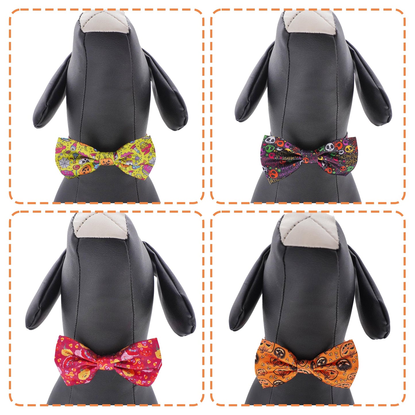Pai Sence Halloween Dog Bow Ties Bulk for Medium Large Dogs 30 PCS Dogs Bowties with Adjustable Ties Assorted Halloween Bow Ties Party Grooming L