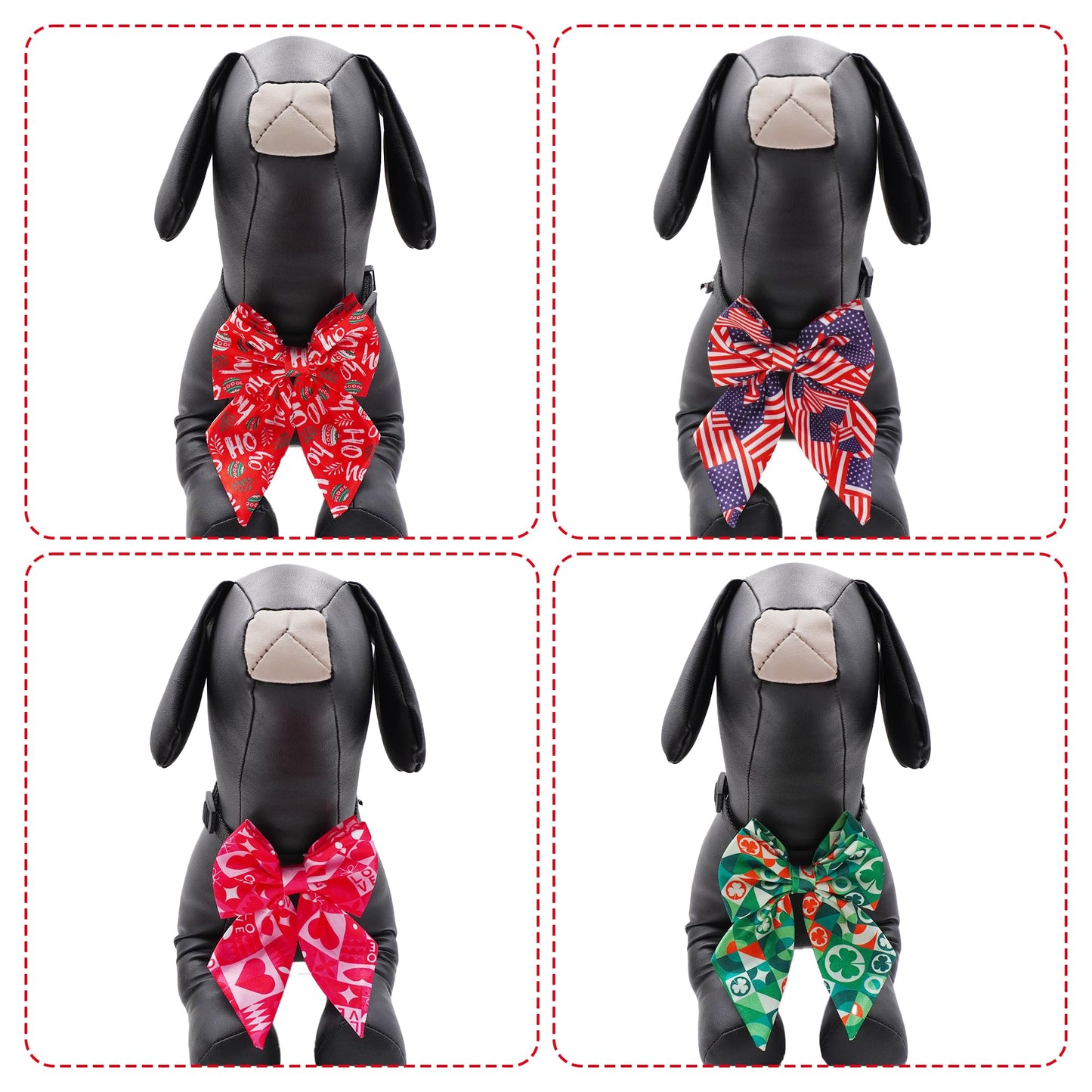PET SHOW 10 Pack Holiday Sailor Dog Bowties for Large Dogs