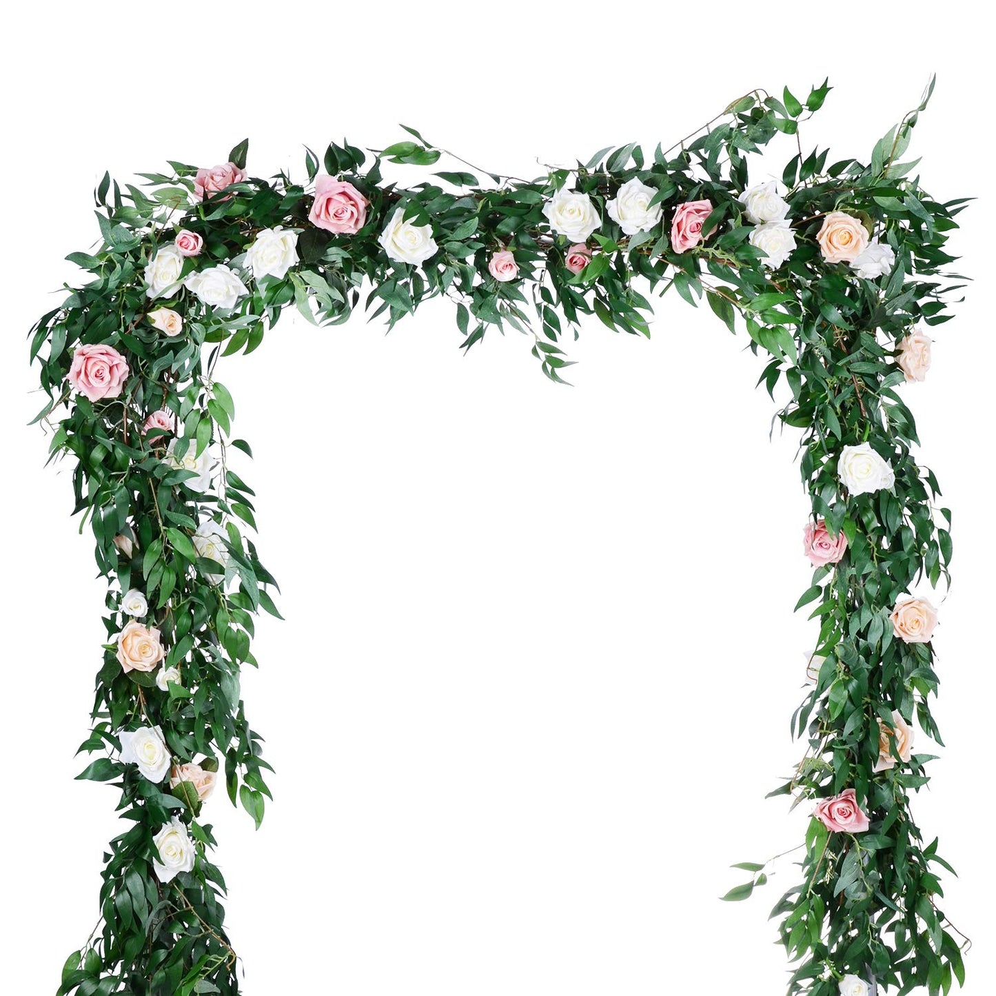 Artiflr 2 Pack Artificial Hanging Leaves Vines, 5.7 Ft Fake Willow Leaves Twigs Silk Plant Vines in Green for Indoor/Outdoor Wedding Decor