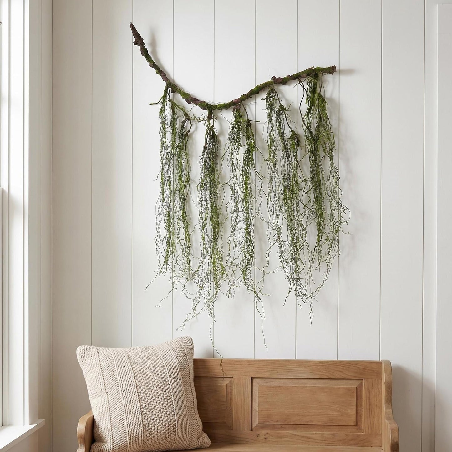 63Inch Realistic Bendable Curly Weeping Willow Branches Tree Vine Swags Wood Twigs Crafts Moss Greenery Garland Creepy Jungle Vines for Halloween Wall Hanging Outdoor Mantel Ceiling Swing Decoration
