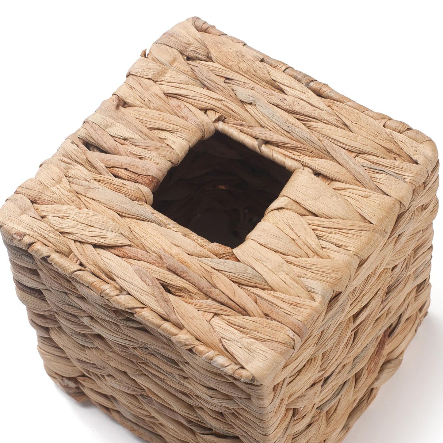 Tissue Box Cover Sqaure, Water Hyacinth Tissue Box Holder, Boho Decorative Woven Facial Tissue Holder for Bathroom, Kitchen, Living Room, Bedroom (Square)