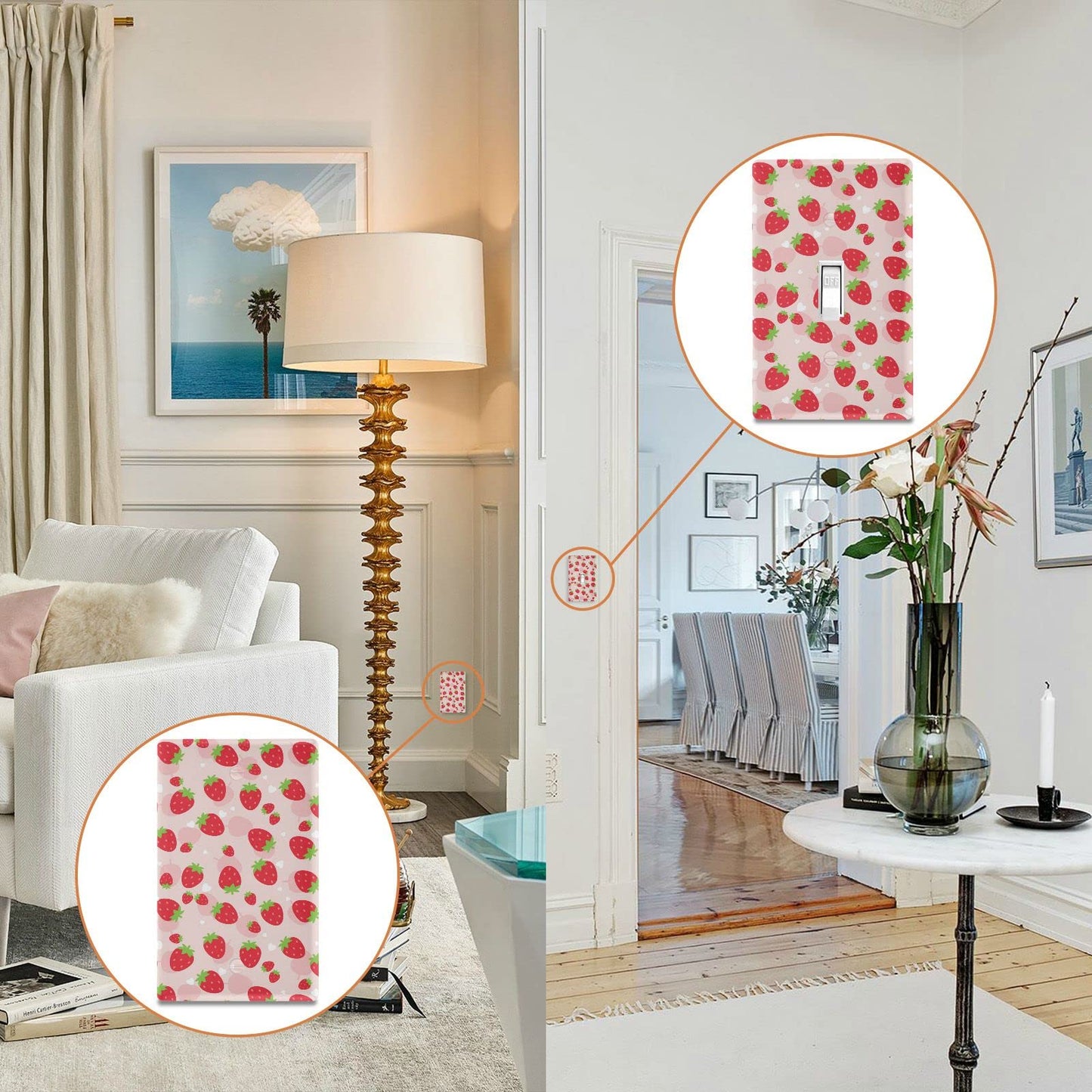 xigua Duplex Outlets Wall Plate Cover, Unbreakable Cute Kawaii Strawberry Electrical Plug Cover, Decorative Cover Standard Size 2 Gang 4.53" x 2.76" Screws Included - 1 Pack
