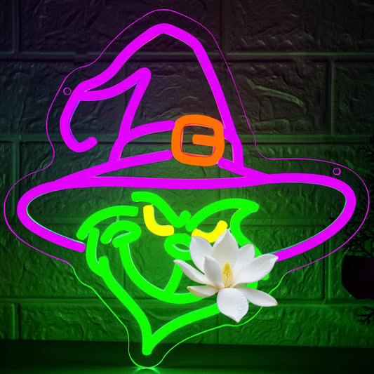Halloween Neon Sign for Spooky Wall Decor Dimmable Halloween Neon Light for Man Cave Witch Themed LED Light for Party Bar Bedroom Birthday Gift for Halloween Lovers Size 11.8 * 11.8In(A001)