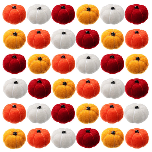 Simgoing Thanksgiving Small Felt Pumpkin Pom Poms 1 Inch Mini Pumpkins Multicolor Fall Handmade Decoration Ball Garland for Craft Autumn Thanksgiving Halloween Farmhouse Decoration(Orange,36 Pcs)