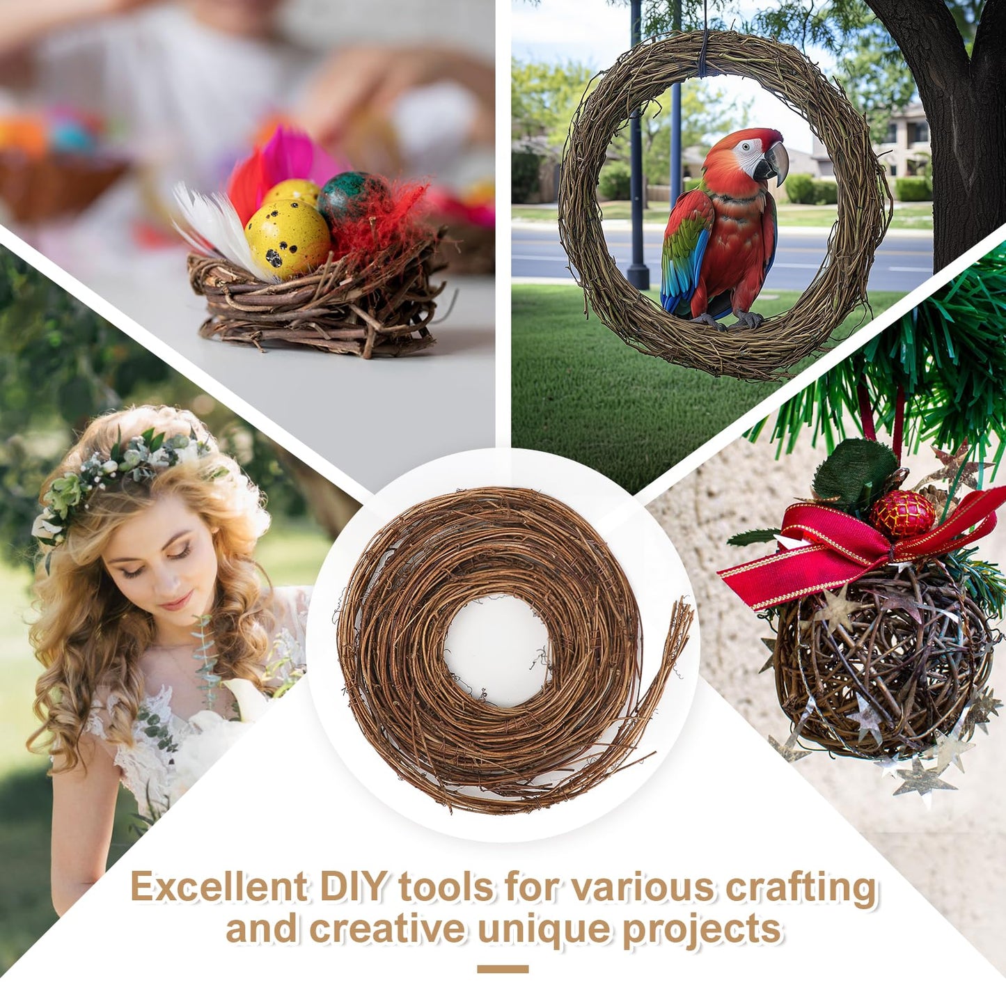 3 PCS Grapevine Garland DIY Crafts Natural Grapevine Twig Vines, 15 Feet Vines Garland Wreaths for Wedding Christmas House Holiday Door Vase Wall Decor