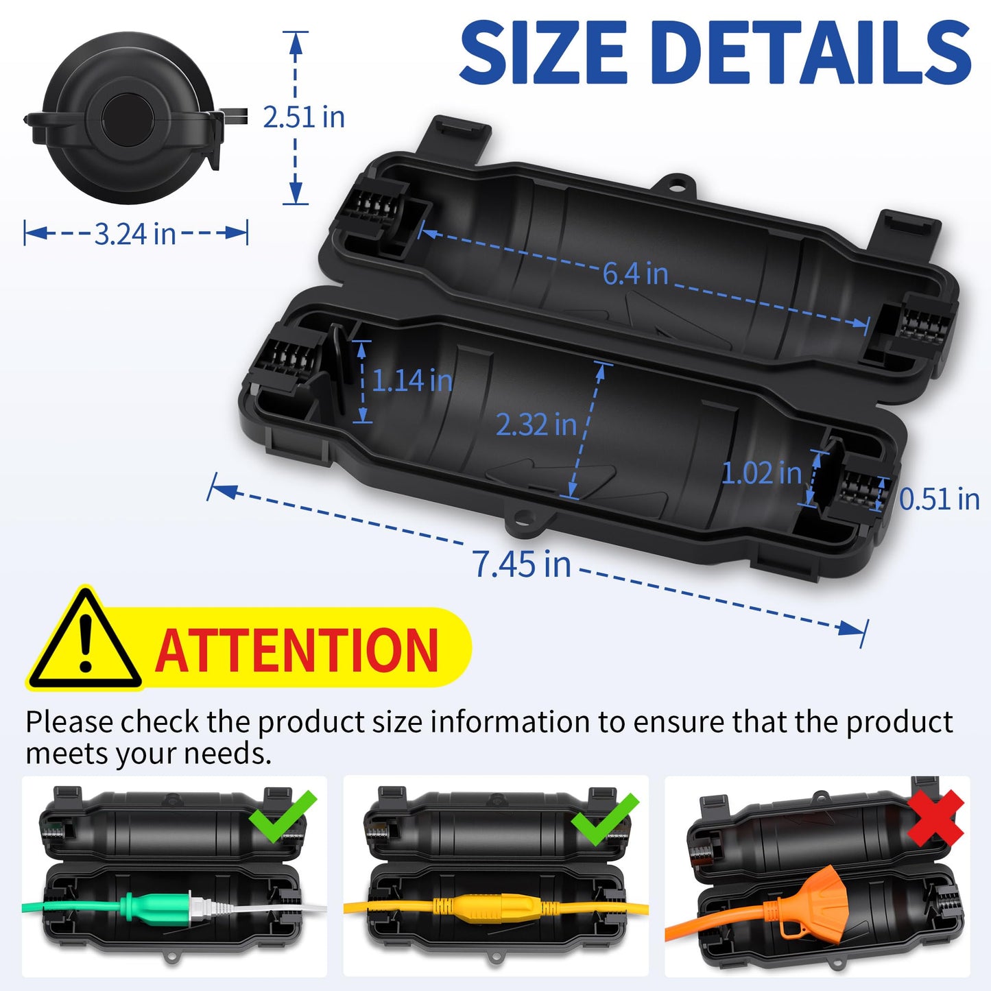 9 Pack Outdoor Extension Cord Safety Cover with Waterproof Seal IP54 Water-Resistant, Weatherproof Electrical Connection Box with 2 Latches, Plug, Socket, Holiday Decoration Light, Black