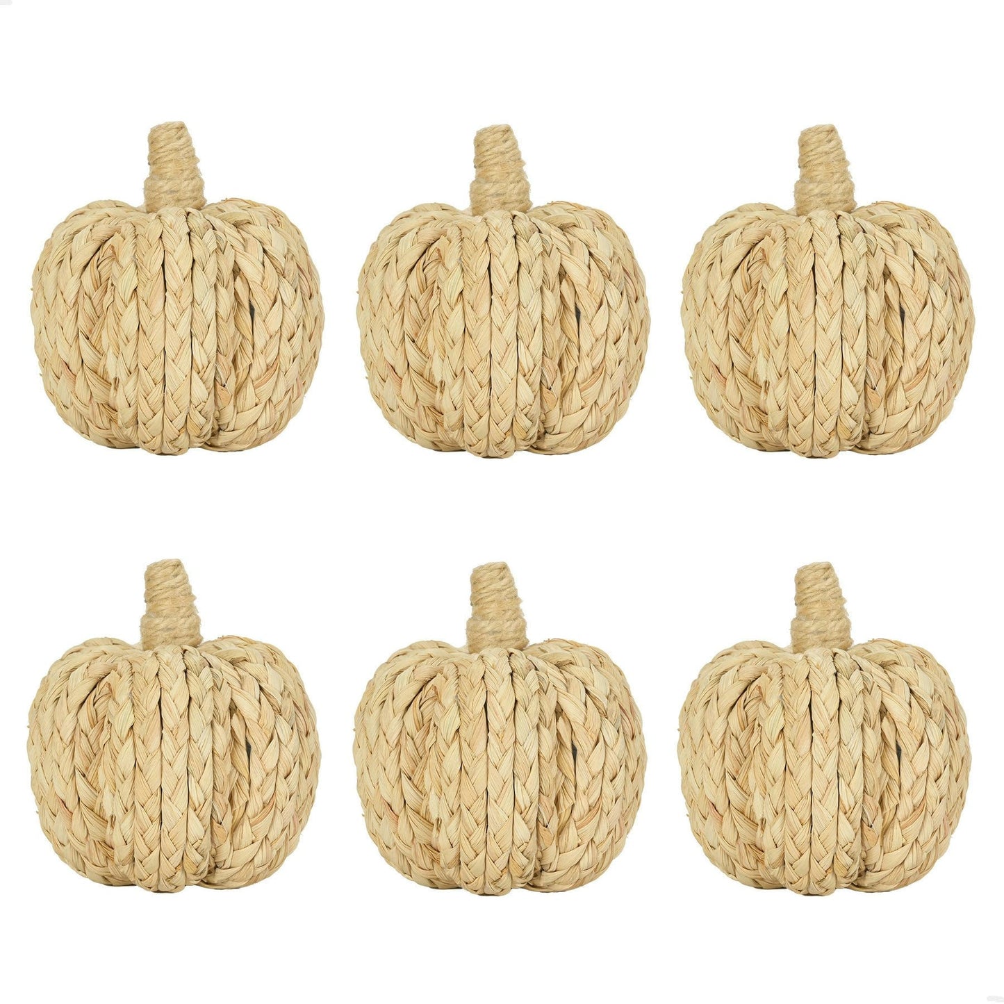 naturevibe 4.3 Inch Braided Cornhusk Pumpkin Decor Set of 6 Fall Home Decor