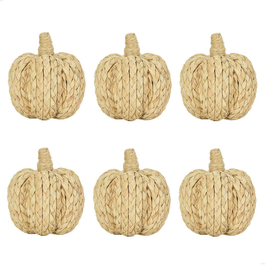 naturevibe 4.3 Inch Braided Cornhusk Pumpkin Decor Set of 6 Fall Home Decor