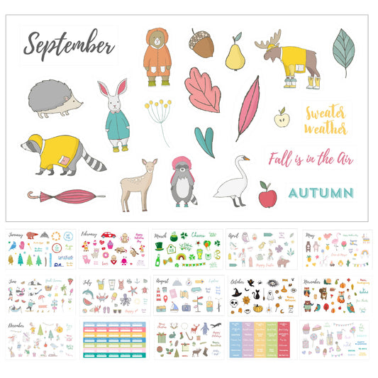 Seasons & Holidays Planner Stickers Value Pack - 16 Sheets, Cute Custom Scrapbook & Planner Stickers, Fun Supplies for Bullet Dotted Journals, Christmas, Easter, Halloween, Birthdays by Sunny Streak