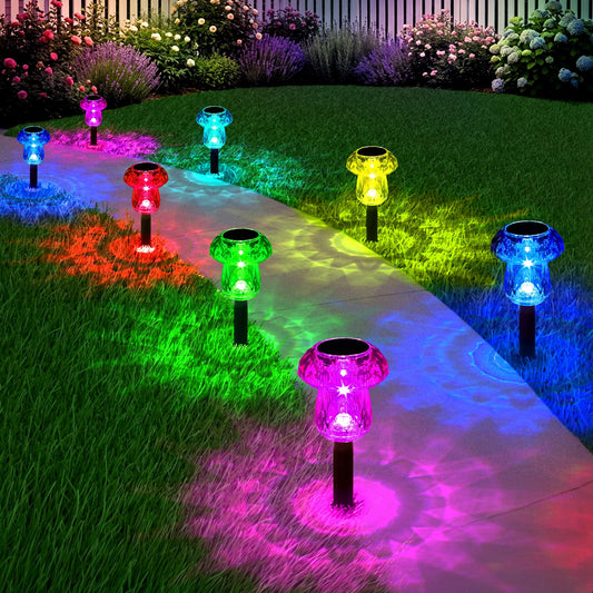 Gorrzai Solar Pathway Lights Outdoor 8 Pack Mushroom Garden Lights Waterproof Solar Powered Yard Lighting for Landscape, Driveway, Path, Walkway, Patio, Outside Garden Decorations, Color Changing