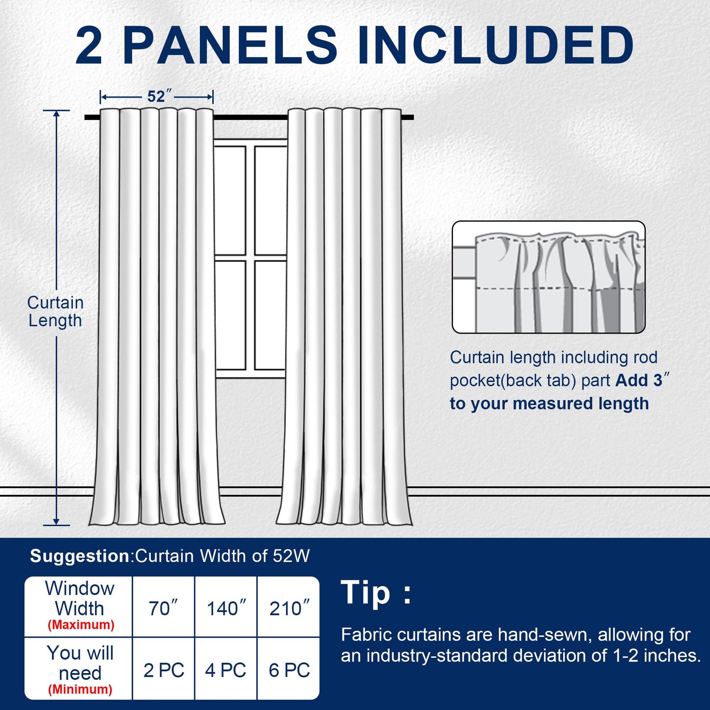 Hiasan Black Blackout Curtains Rod Pocket & Back Tab Halloween Curtains with Tiebacks Thermal Insulated Drapes for Living Room Bedroom Noise Reducing,52 inch Wide, Set of 2,Black