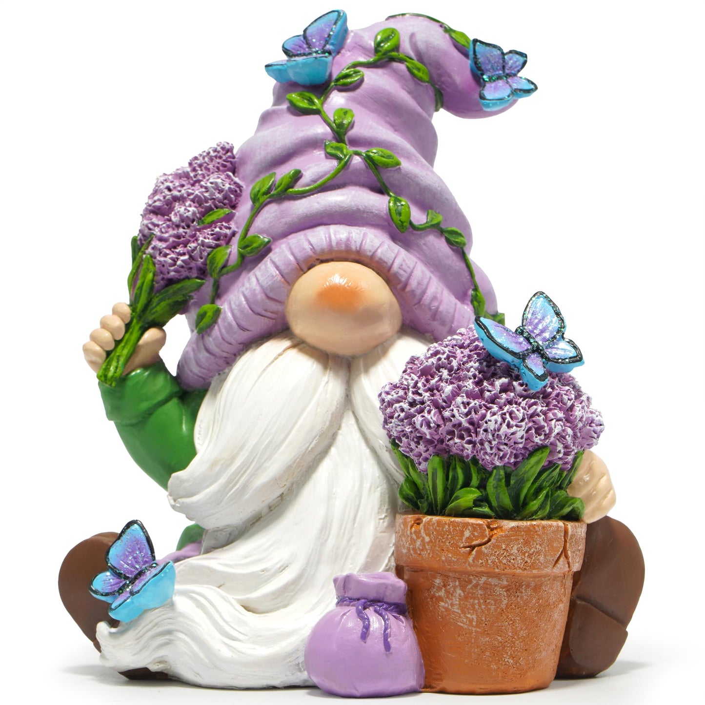 Hodao Spring Lavender Gnomes Decoration Lavender Elf Figurine Decor Spring Gnomes for Home, Porch, Garden Table Decor Warm Gifts for Mom, Grandma