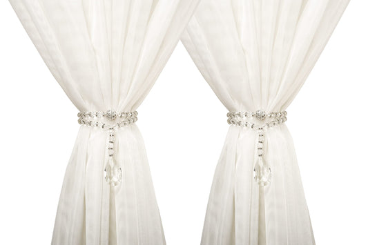 SUQ I OME 1 Pair of Luxury Crystal Beaded Magnetic Curtain Tieback and Holdback Curtain Clips Curtain Buckle Curtain Holder Blingbling Curtain Holdbacks for Drapes,Crystal