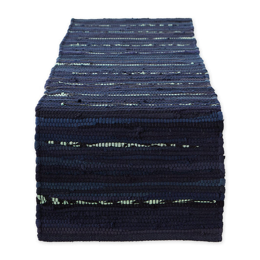 DII Handmade Chindi Tabletop, Reversible and Machine Washable, Table Runner, 14x72, Nautical Blue