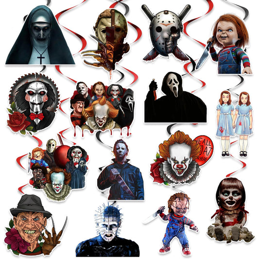 Horror Party Decorations Hanging Swirls, Horror Classic Movie Character Swirls Streams, for Horror Halloween Decorations Photo Booth Props Kids Fans Party Supplies