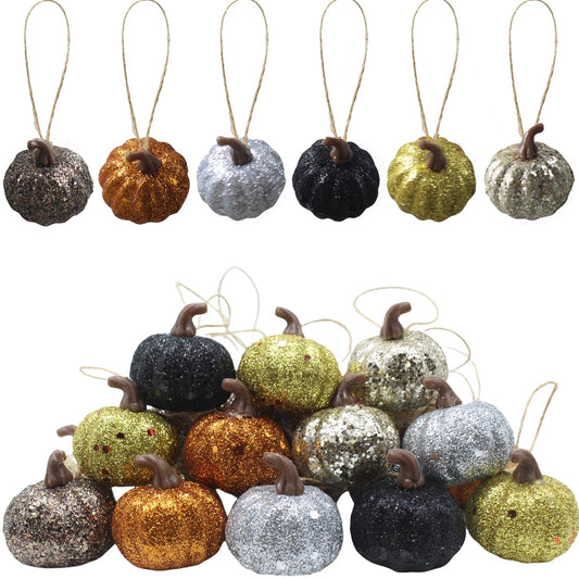 Fall Pumpkin Ornaments, 30Pcs Hanging Pumpkins Thanksgiving Tree Decorations, 1.4" Mini Pumpkins Farmhouse Fall Ornaments for Small Tree for Autumn Thanksgiving Halloween Christmas Harvest (30Pcs)