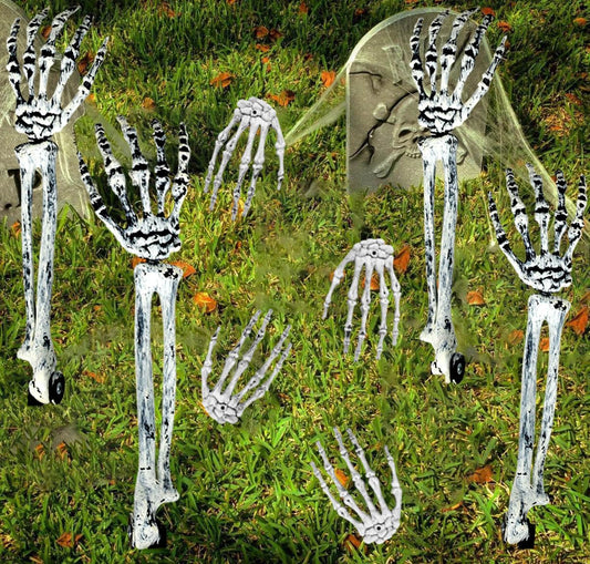 Rypyp 8PCS Skeletons for Halloween Lawn Decorations - Multi White Realistic Skeleton Arms Stakes and Hands Outdoor Décor for Tombstones Graveyard, Yard Garden Groundbreaker - Help Me