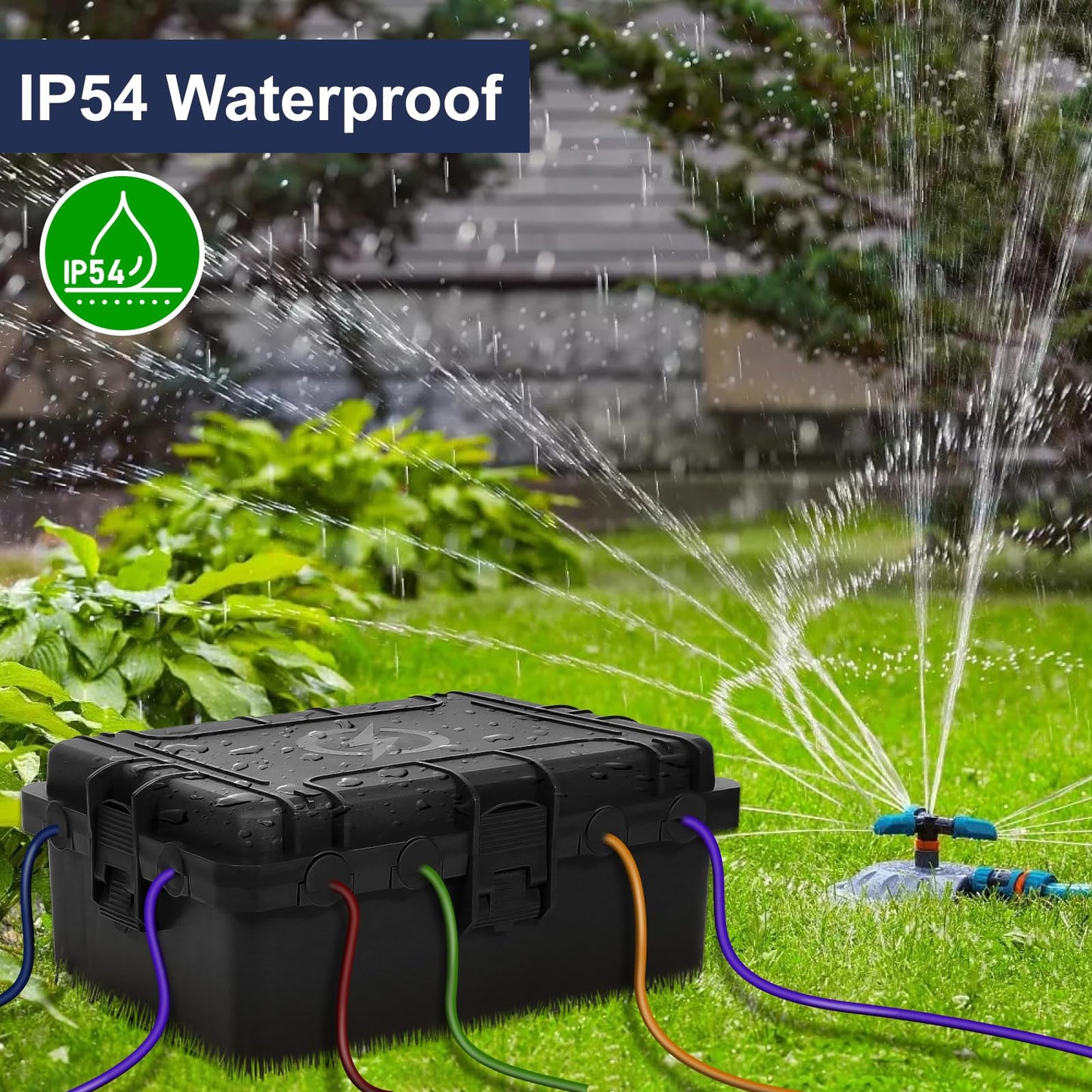 OUTDSPLY Large Outdoor Electrical Box Waterproof, IP54 Extension Cord Cover Weatherproof Outdoor Outlet Covers, Protect Power Strip, Timer Outlet, Plug, Socket, Holiday Light, Black (12 x 9X 5 inch)