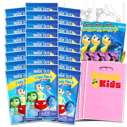Disney Inside Out Mini Party Favors Set for Kids - Bundle with 24 Mini Inside Out Grab n Go Play Packs with Coloring Pages, Stickers and More (Inside Out Birthday Party Supplies)